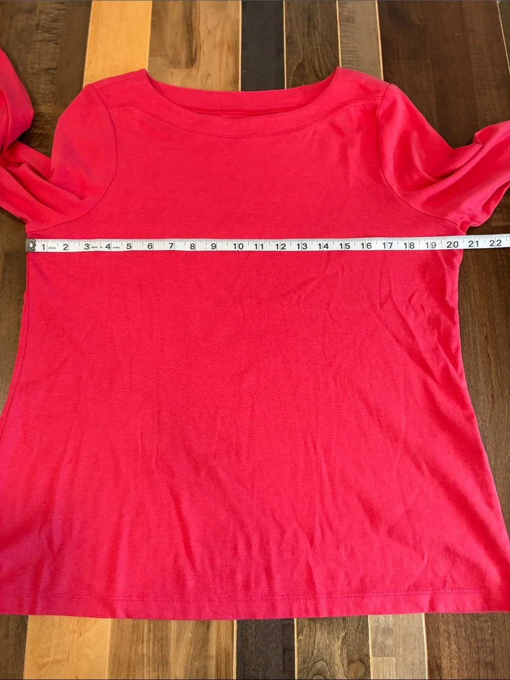 Chico's Scoop Neck Long Sleeve Top - Coral Red - Picture 6 of 8